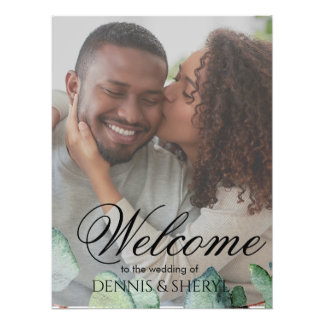 Eucalyptus Elegant Botanical Bröllop Anpassningsba Fototryck