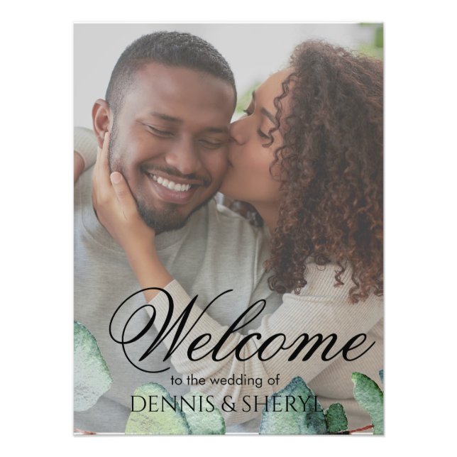 Eucalyptus Elegant Botanical Bröllop Anpassningsba Fototryck (Framsidan)