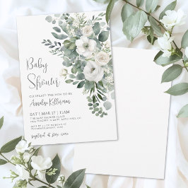 Eucalyptus Elegant Floral Baby Shower Inbjudningar