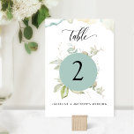Eucalyptus Elegant Greenery Bröllop, Grönt Bord Bordsnummer<br><div class="desc">Komplettera din bord-décor med det här vackra bordsnumret med den exquisit vattenfärgen Eucalyptus greenery, delikata vattenfärgsfläckar och modern handskriven kalligrafiinformation. Möjlighet att anpassa med ditt namn och din händelse. Obs! Du måste beställa varje bordsnummer för varje händelse i ställe. (dvs. för tre bord skulle du behöva två olika beställningar till...</div>