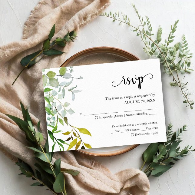 Eucalyptus Elegant Greenery Bröllop OSA Card (Skapare uppladdad)