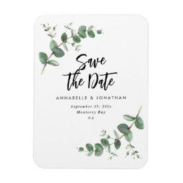 Eucalyptus elegant modern bröllop spara datum magnet
