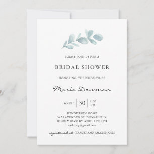 Eucalyptus Elegant Möhippa i blad och barr Inv. Inbjudningar