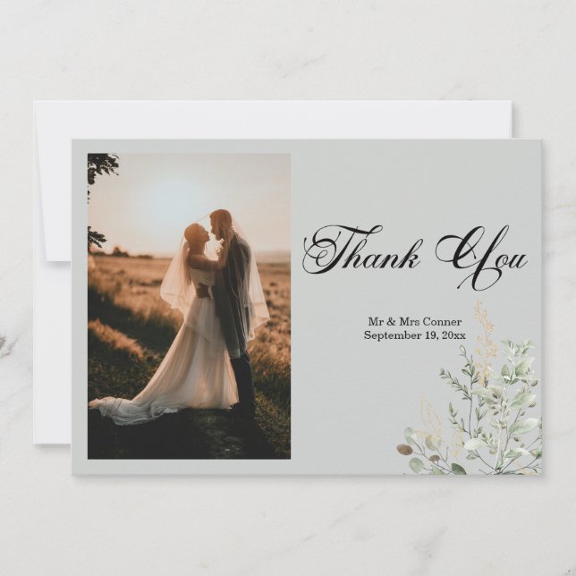 Eucalyptus Elegant Photo Thank You Card Tack Kort (Framsida)