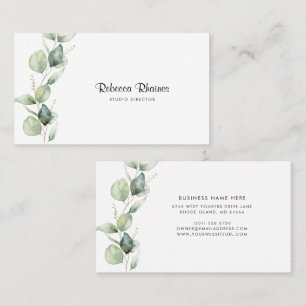Eucalyptus Elegant Script Greenery Beauty Salon Visitkort