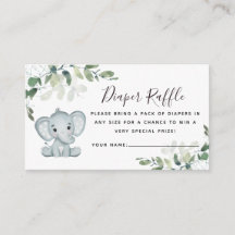 Eucalyptus Elephant Baby Shower Diaper Raffle
