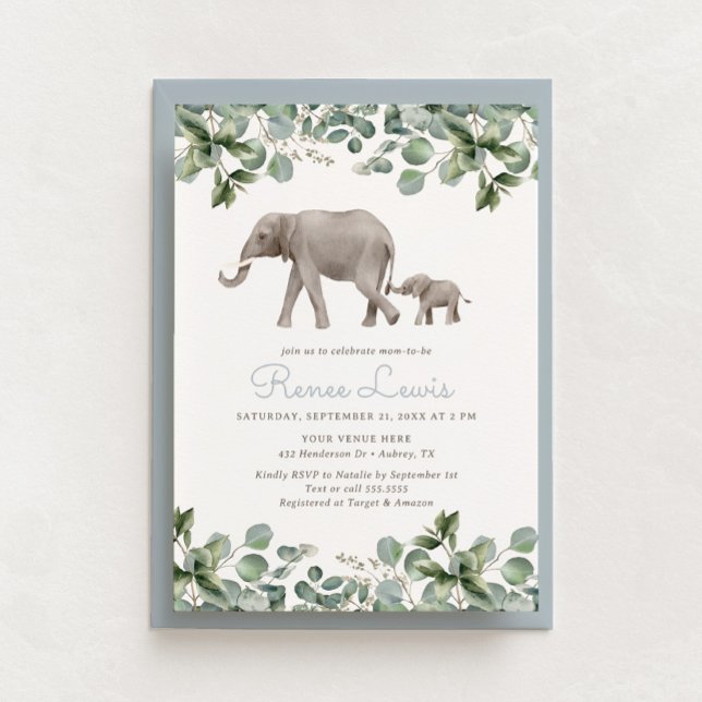Eucalyptus Elephant Boy Shower Inbjudningar (Skapare uppladdad)