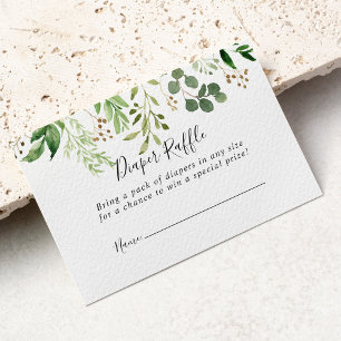 Eucalyptus Enkel Blommigt Diaper Raffle Biljett Tilläggskort