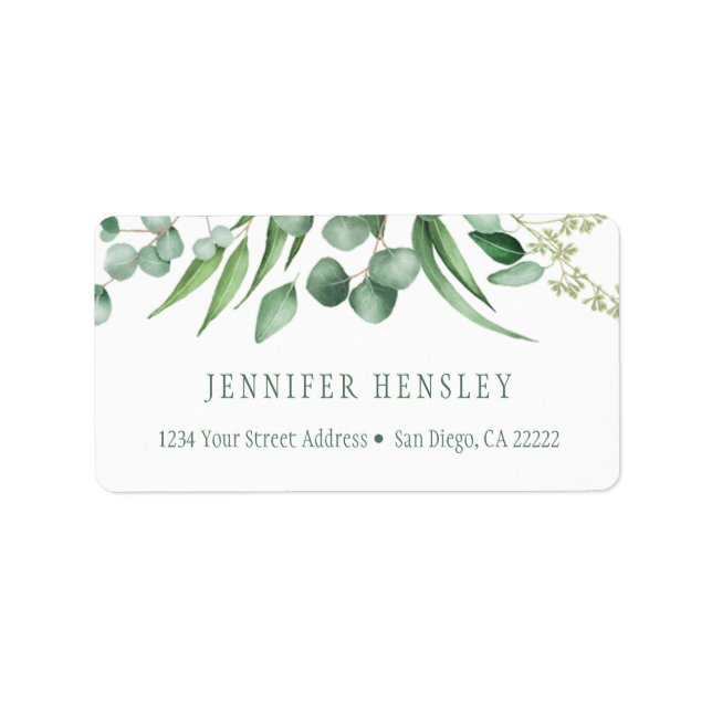 Eucalyptus Envy Botanical Adress | Adressetikett (Framsidan)