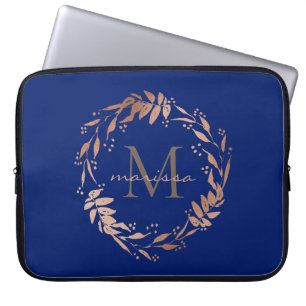 Eucalyptus Eucalyptus i Monogram Ro vid marinblått Laptop Fodral