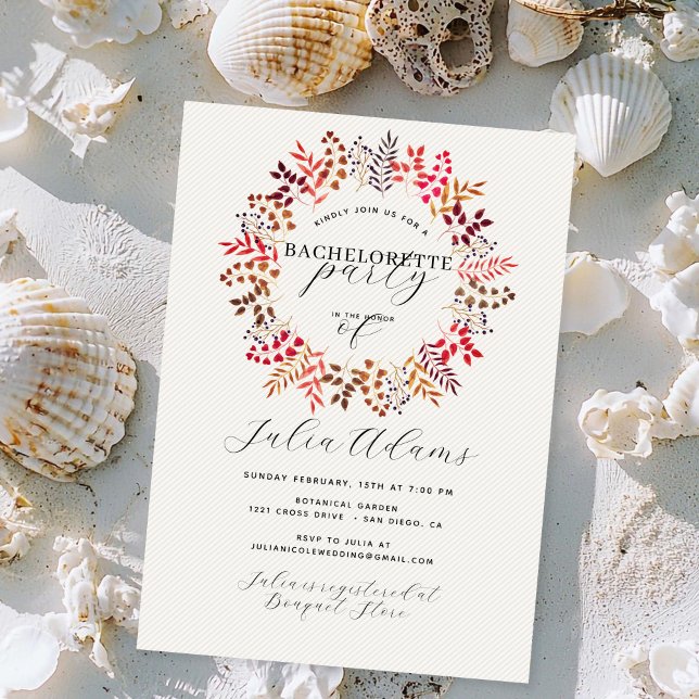 Eucalyptus Fall Löv Wandedefrand Bachelorette Part Inbjudningar (Skapare uppladdad)