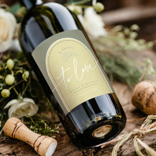 Eucalyptus Färg Tones Bröllop Toast Grönt ID901 Vinflaska Etikett