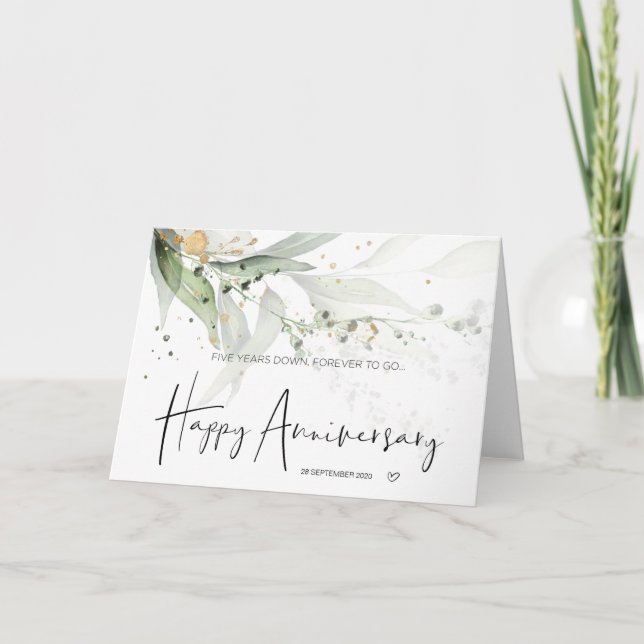 Eucalyptus femårsjubileum för femårsjubileum kort (Framsida)
