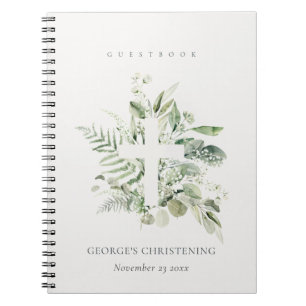 Eucalyptus Fern Fauna Kor Christening Guestbook Anteckningsbok