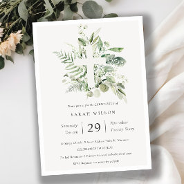 Eucalyptus Fern Foliage Kor Christening Inbjudan