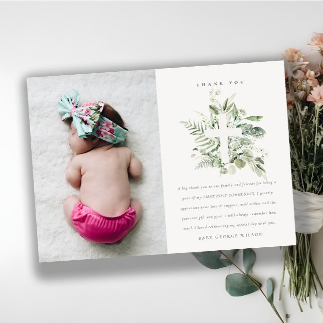 Eucalyptus Fern Foliage Kor Första Heligan Communi Tack Kort (Skapare uppladdad)