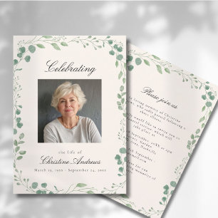 Eucalyptus Firande i Life Funeral Beige Inbjudningar