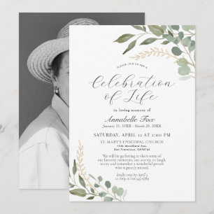 Eucalyptus Firande i Life Funeral Memorial Inbjudningar