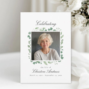 Eucalyptus Firande i Life Funeral White Inbjudningar