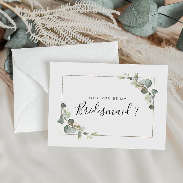 Eucalyptus foliage blir mitt Bridesmaid-kort Inbjudan Vykort (Skapare uppladdad)