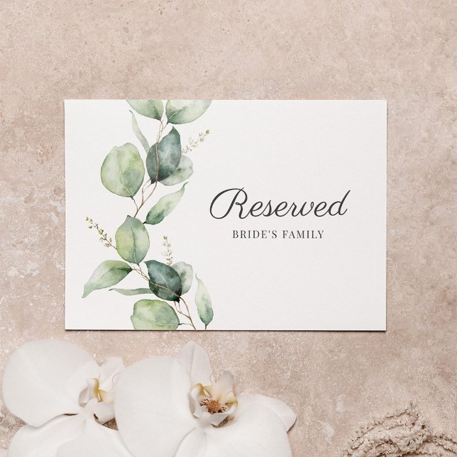 Eucalyptus Foliage Botanical Bröllop Reserved Sign (Skapare uppladdad)