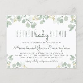 Eucalyptus Foliage Botanical Brunch Baby Shower Inbjudan Vykort