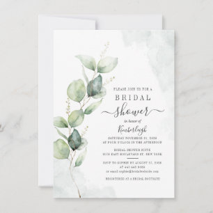 Eucalyptus Foliage Botanical Script-Möhippa Inbjudningar