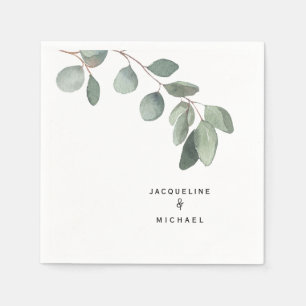 Eucalyptus Foliage Bröllop Modern Cocktail Napkins Pappersservett