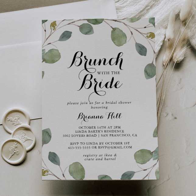Eucalyptus Foliage Brunch med Bride Shower Inbjudningar (Skapare uppladdad)