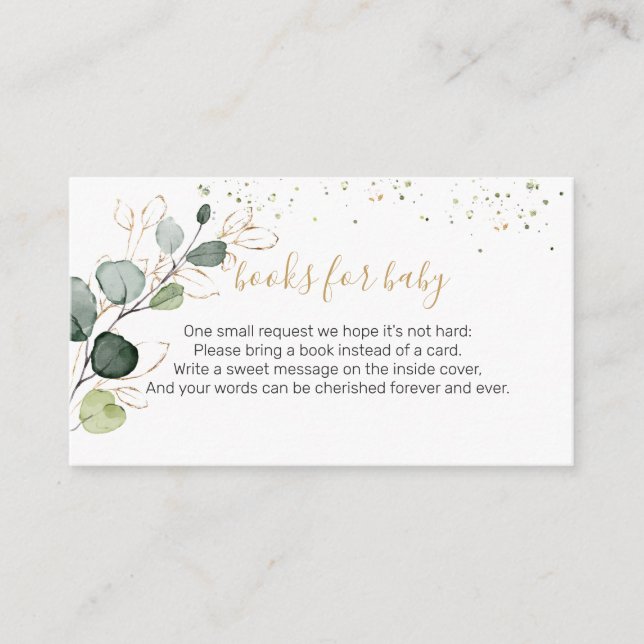 Eucalyptus Foliage Confetti Bokar för Baby Tilläggskort (Framsida)
