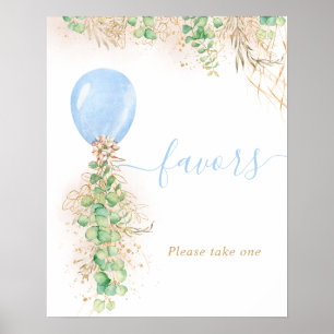 Eucalyptus Foliage Garland Blue Balloon Favors Poster