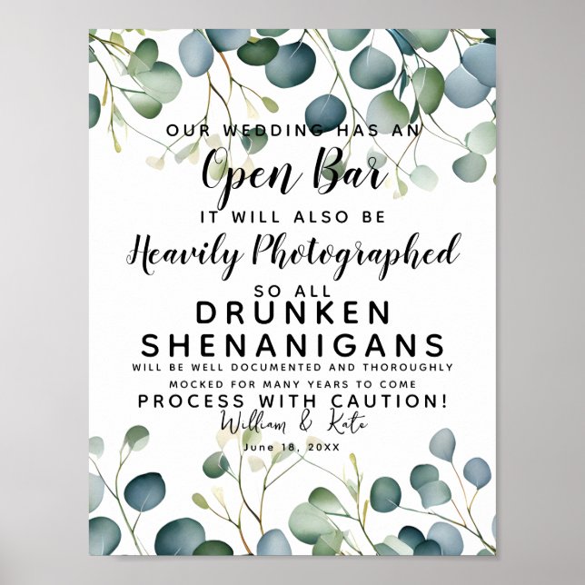 Eucalyptus (foliage greenery Open Pub bröllop) Poster (Framsidan)
