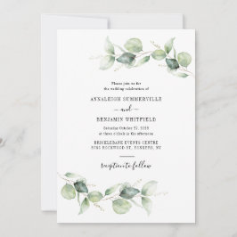 Eucalyptus Foliage Greenery Script Bröllop Inbjudningar