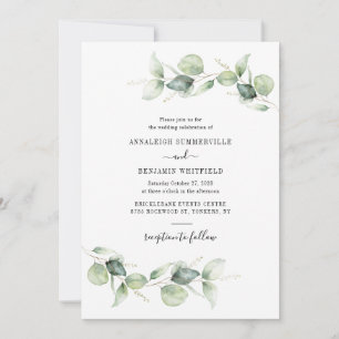 Eucalyptus Foliage Greenery Script Bröllop Inbjudningar