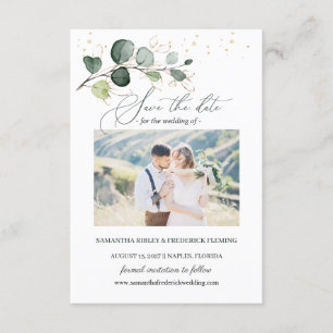 Eucalyptus Foliage Guld Löv Spara datumklo Tilläggskort