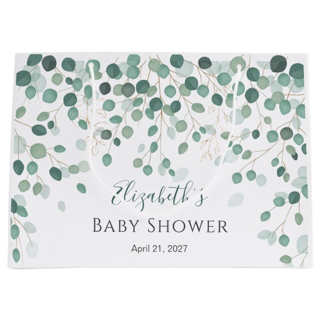 Eucalyptus Foliage Guld Lövs Baby Shower (Framsidan)