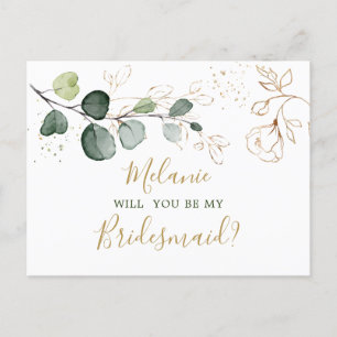 Eucalyptus Foliage Kommer du att bli min Bridesmai Vykort