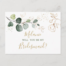 Eucalyptus Foliage Kommer du att bli min Bridesmai Vykort