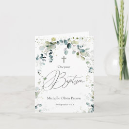 Eucalyptus Foliage Kor Baby Baptism Kort