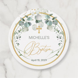 Eucalyptus Foliage Kor Baptism Gåvor Etiketter