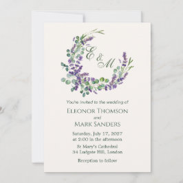 Eucalyptus Foliage Lavender Flowers Bröllop Inbjudningar