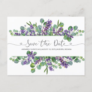 Eucalyptus Foliage Lavender Flowers Spara datumet Vykort