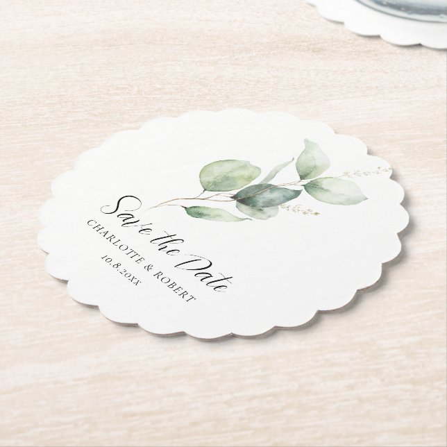 Eucalyptus Foliage Minimalist Spara datum Underlägg Papper (Vinklad)