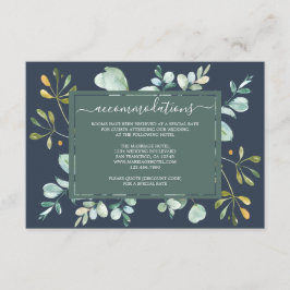 Eucalyptus Foliage Navy Blue Botanical Bröllop Tilläggskort
