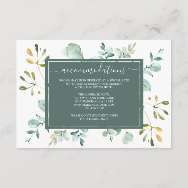 Eucalyptus Foliage Navy Blue Botanical Bröllop Tilläggskort (Framsida)