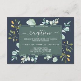Eucalyptus Foliage Navy Blue Botanical Bröllop Tilläggskort