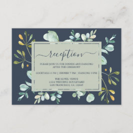 Eucalyptus Foliage Navy Blue Botanical Bröllop Tilläggskort