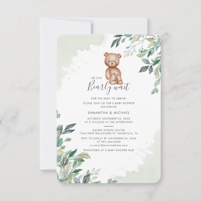 Eucalyptus Foliage Par Barly Wait Baby Shower Inbjudningar (Framsida)