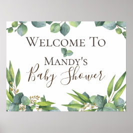 Eucalyptus Foliage Personlig Baby Shower Sign Poster