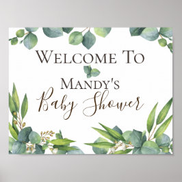 Eucalyptus Foliage Personlig Baby Shower Sign Poster